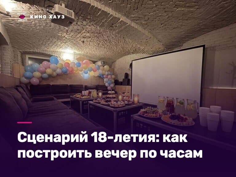 Сценарий 18-летия: приватный зал Кино Хауз с экраном и караоке